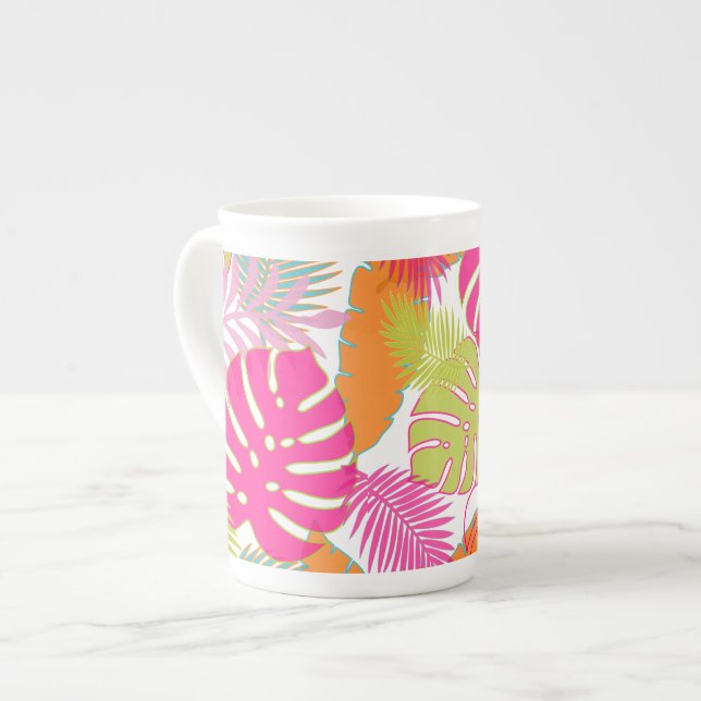 PixDezines-regnskog/DIY-bakgrund färg Benporslin Mugg (Framsida vänster)