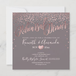 PixDezines Rehearsal Dinner/Faux RoseGold Confetti Inbjudningar