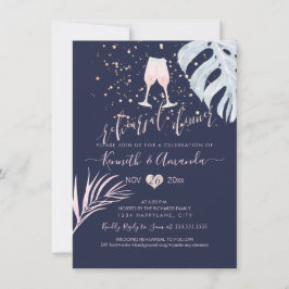 PixDezines Rehearsal Dinner/Rosa Champagne+Handfla Inbjudningar