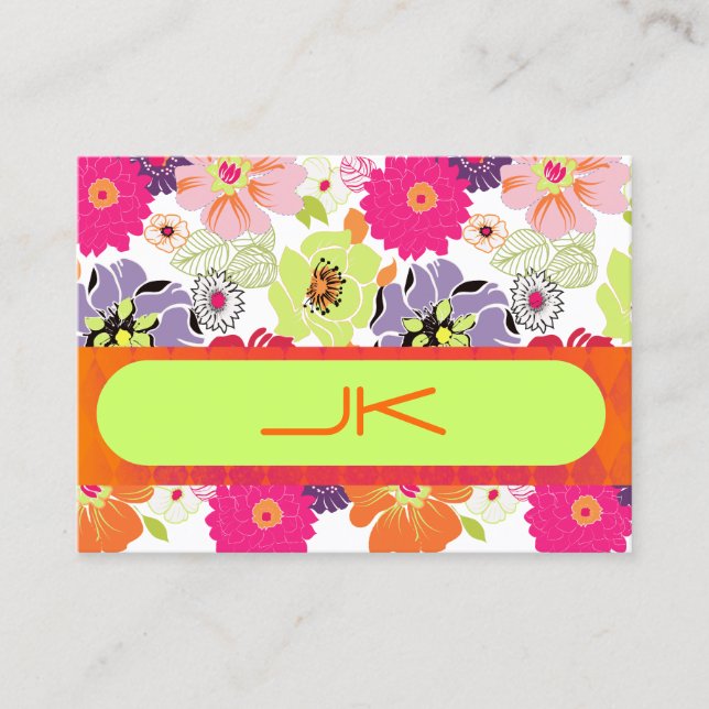 PixDezines Retro blommig ~ Alegre Visitkort (Framsida)