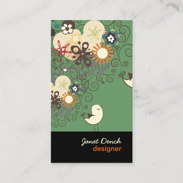 PixDezines RETRO-CHICKAR+SPIRAL/DIY-färger! Visitkort (Framsida)