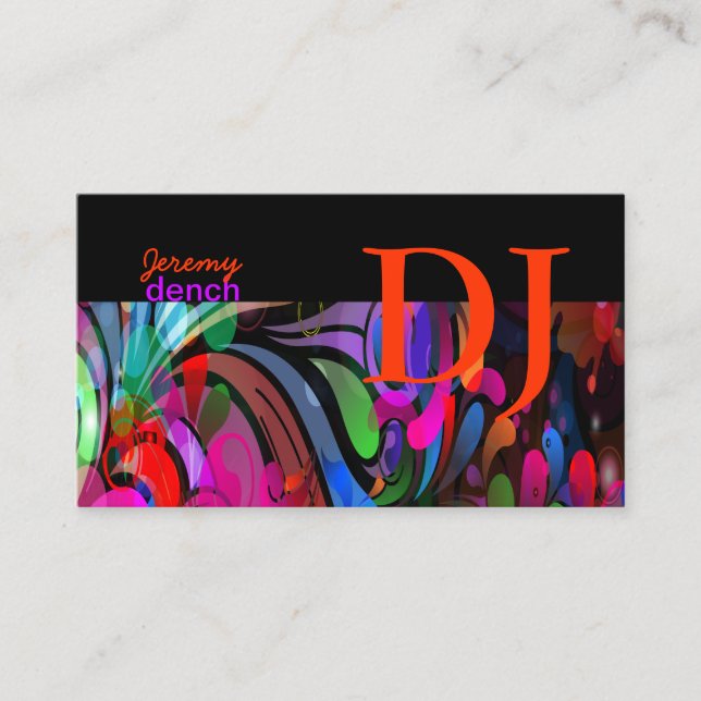 PixDezines Retro DJ+disco swirls/DIY... Visitkort (Framsida)
