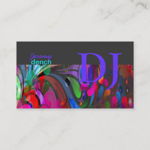 PixDezines Retro DJ+disco swirls Visitkort