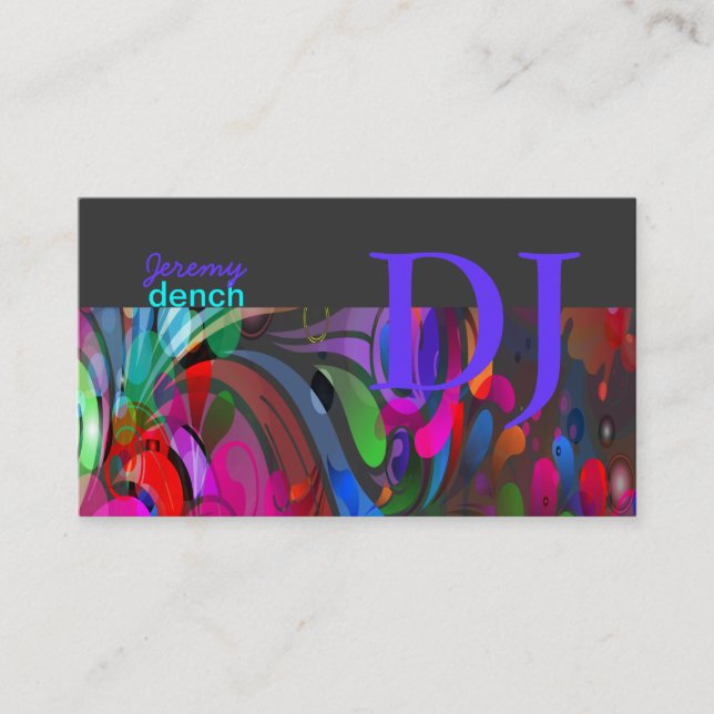 PixDezines Retro DJ+disco swirls Visitkort (Framsida)