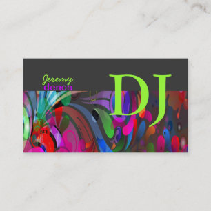 PixDezines Retro DJ+disco swirls Visitkort