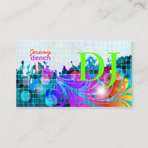 PixDezines Retro DJ+disco swirls Visitkort