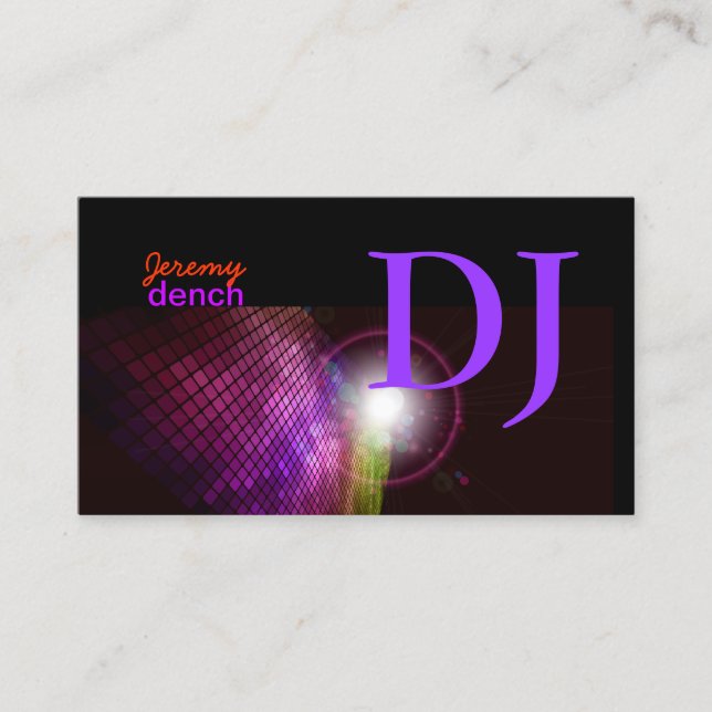 PixDezines Retro DJ+discoplattor Visitkort (Framsida)