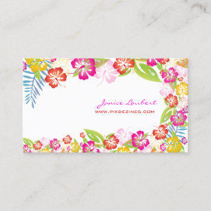 PixDezines retro fetstiliga tropiska blommor/guld Visitkort