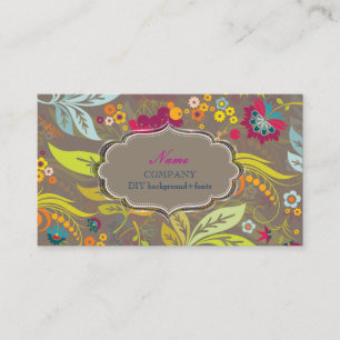 PixDezines Retro-Flora/DIY-bakgrund färg Visitkort