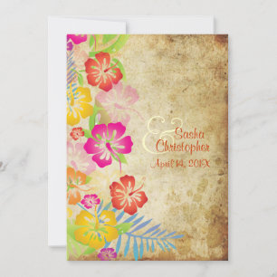 PixDezines RETRO HAWAIANSK HIBISKUS/DIY-TILLFÄLLE Inbjudningar