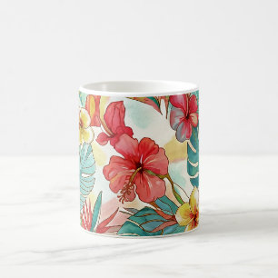 PixDezines Retro Hyper H2 Hawaii Blommönster Kaffemugg