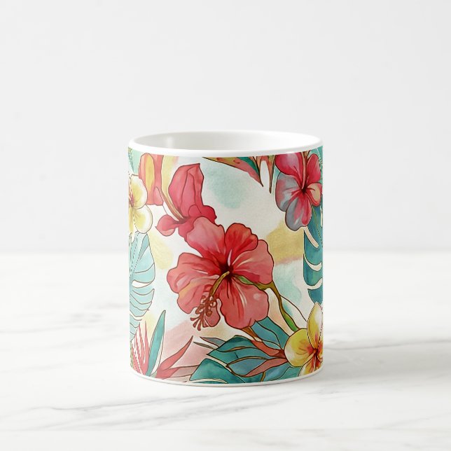 PixDezines Retro Hyper H2 Hawaii Floral Foliage Kaffemugg (Center)