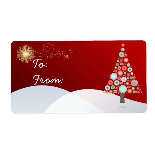 PixDezines Retro Julgran Ornaments Fraktsedel (Framsidan)