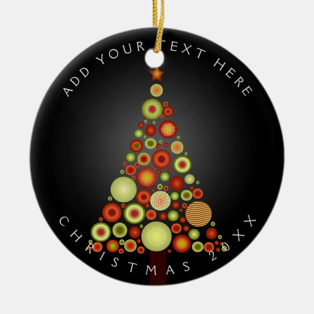 PixDezines Retro-julprydnader Träd Julgransprydnad Keramik (Framsidan)