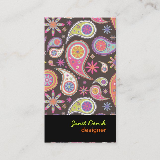 PixDezines Retro Paisley i pastellform Visitkort (Framsida)