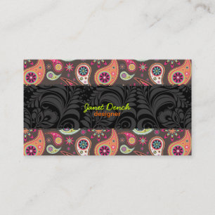 PixDezines Retro Paisley Visitkort
