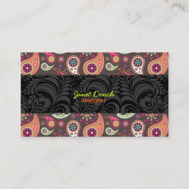 PixDezines Retro Paisley Visitkort (Framsida)