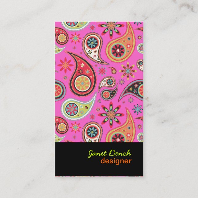 PixDezines Retro Paisley Visitkort (Framsida)