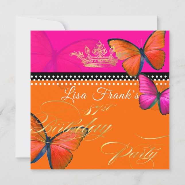 PixDezines Retro Papillon 81-årsfest Inbjudningar (Framsida)