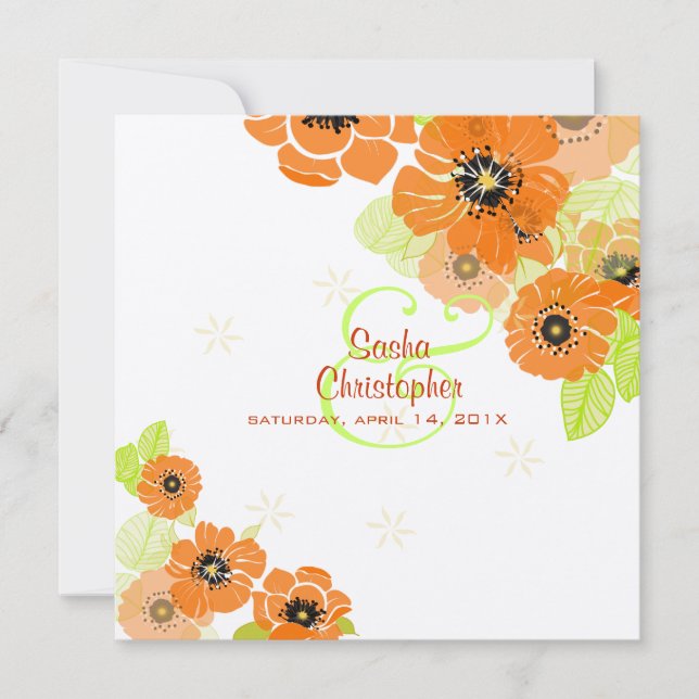 PixDezines Retro Poppies bröllopsinbjudningar Inbjudningar (Framsida)