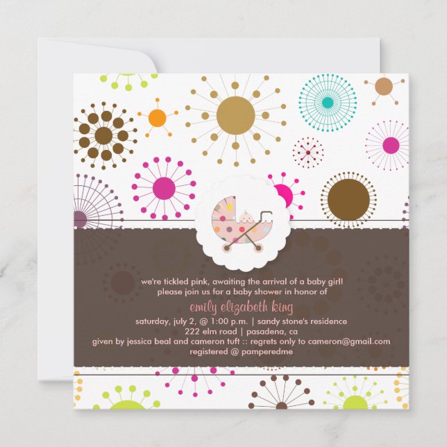 PixDezines Retro Stars, babydusch Inbjudningar (Framsida)