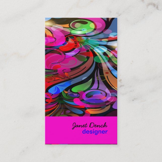 PixDezines Retro Swirls Visitkort (Framsida)