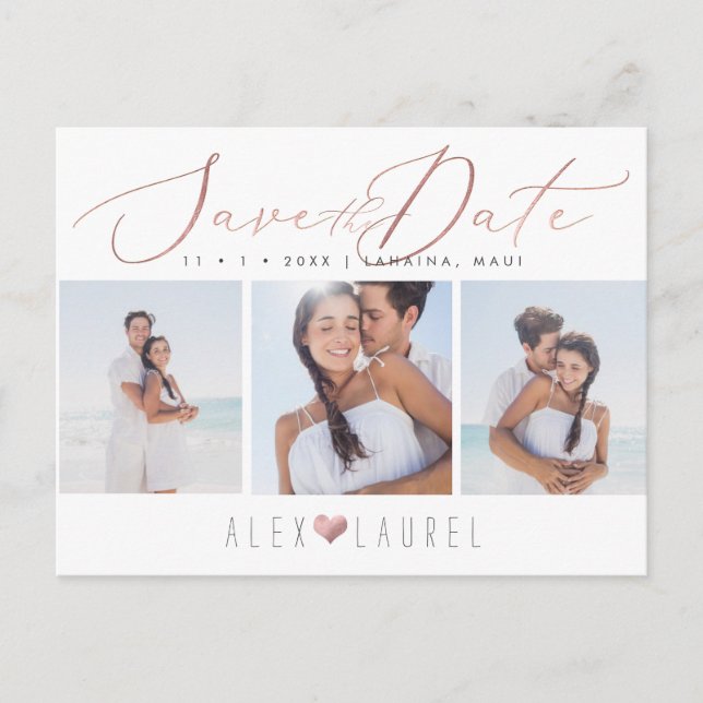 PixDezines Ro Elegant Calligraphy Spara Date Vykort (Framsida)