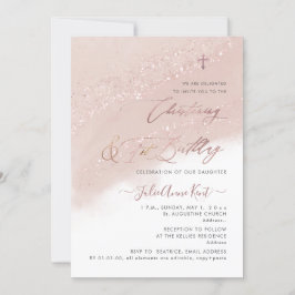 PixDezines Ro Guld Christening+1:a födelsedagen Inbjudningar