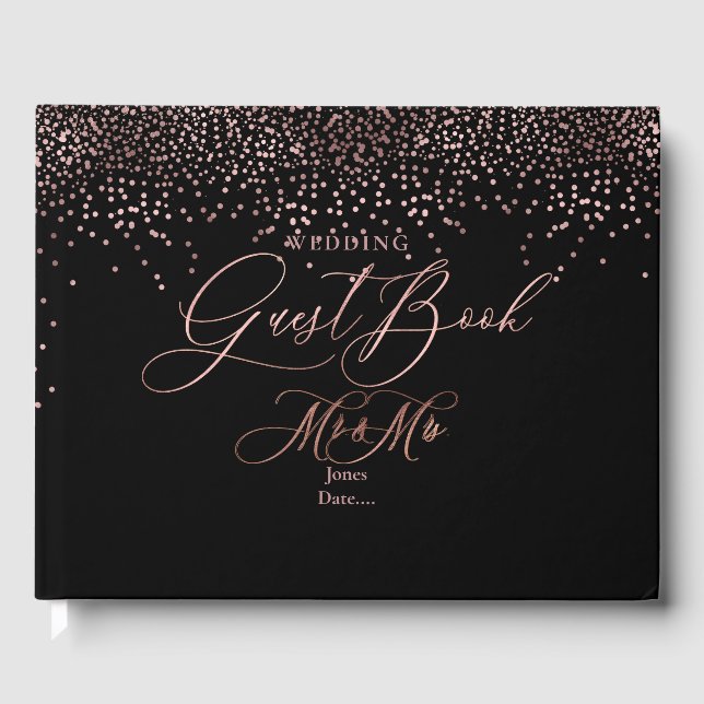 PixDezines RO GULD CONFETTI+DIY BACKGROUND Gästböcker (Framsida)