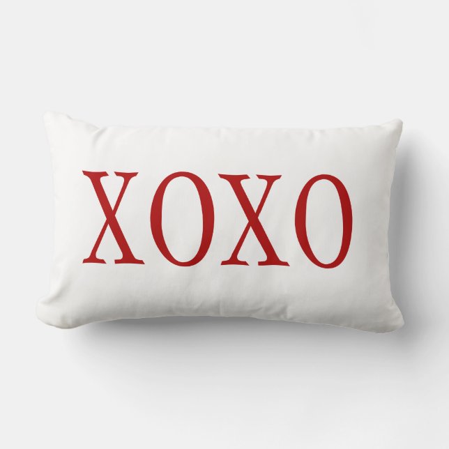 PixDezines RÖD XOXO/DIY bakgrundsfärg Lumbarkudde (Framsida)