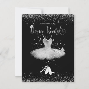 PixDezines Röda Tutu och Fjärilar Dansrecital Inbjudningar
