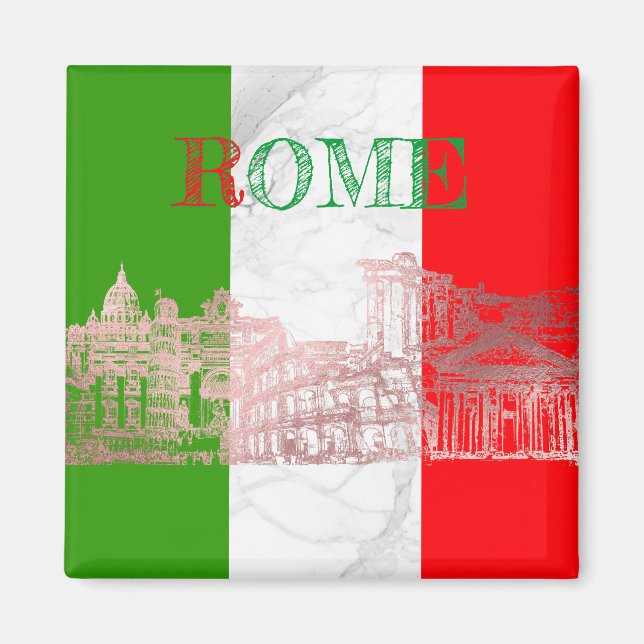 PixDezines Rom, Roma (DIY) Faux Ro Guld+Marble Magnet (Framsidan)