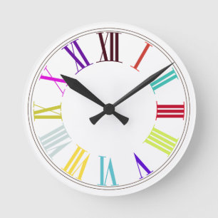 PixDezines Roman Numeros/DIY-bakgrund färg Rund Klocka
