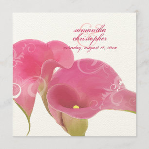 PixDezines Rosa Calla-lilja + Virvlar Inbjudningar