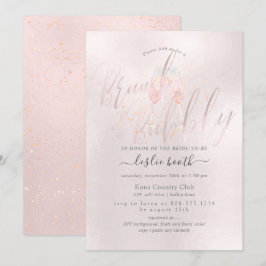 PixDezines  Rosa Champagne Brunch+Bubly Inbjudningar
