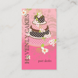 PixDezines Rosa + Chocolate Bröllop Cake Visitkort