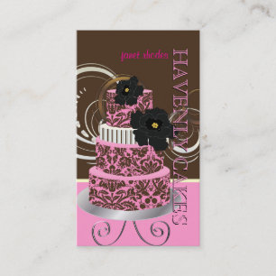 PixDezines Rosa Chocolate damask aka/pâtisserie Visitkort