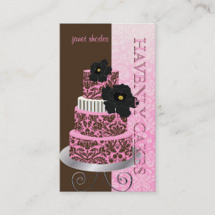 PixDezines Rosa Chocolate damask tårta/pâtisserie Visitkort