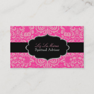 PixDezines Rosa Fidora Damask/Gör-det-själv-färg Visitkort