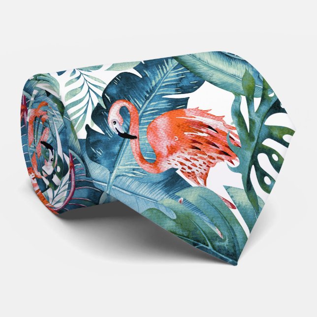 PixDezines Rosa Flamingo+Tropiskt Foliage Slips (Rullad)