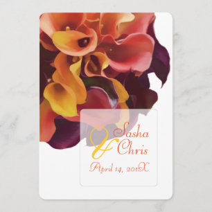 PixDezines rosa, gult, lila, rostig orange calla Inbjudningar