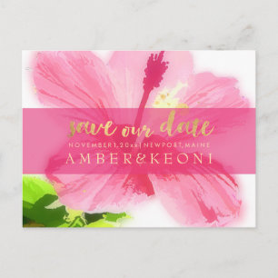 PixDezines Rosa Hibiscus/spara date/DIY Meddelande Vykort