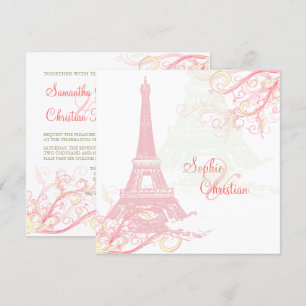 PixDezines ROSA LA TOUR EIFFEL+SWIRL Inbjudningar