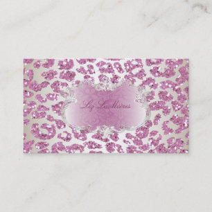 PixDezines rosa leopard/champagne Visitkort
