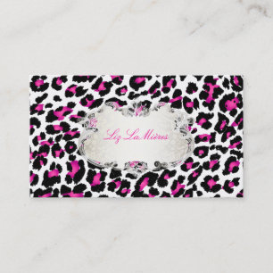 PixDezines rosa leopard, skriv-/klassbeteckning Visitkort