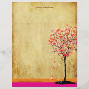 PixDezines Rosa Maple Träd Brevhuvud