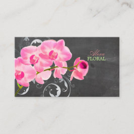 PixDezines rosa muai orkidéer, florister/chalkboar Visitkort