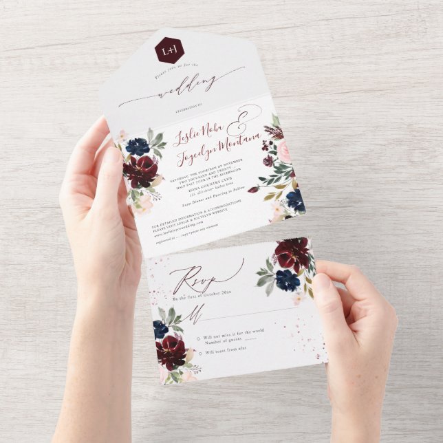 PixDezines  Rosa Navy Burgundy H2 Flowers (Tearaway)