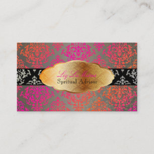 PixDezines rosa+orange Josephine Damask/DIY färg Visitkort