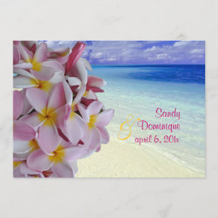 PixDezines Rosa Plumeria + Beach Inbjudningar